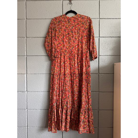 Women's Banjanan Bazaar Floral Maxi Dress size XS Prairie Bohemian Quiet Luxury - Picture 4 of 5